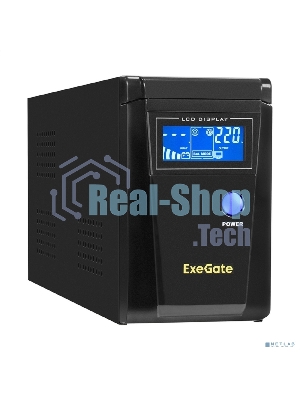 Источник бесперебойного питания (инвертор, синус, для котла) ExeGate SineTower SN-600.LCD.AVR.2SH 600VA/360W, чистая синусоида, LCD дисплей, AVR, 2*Schuko, линейно-интерактивный, черный