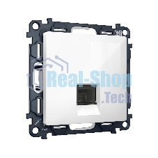 Комплект механизма компьютерной розетки ALFA Белый глянец RJ-45(8P8C) CAT6 с шторкой QUANT (AP1120, VM188) MA112010