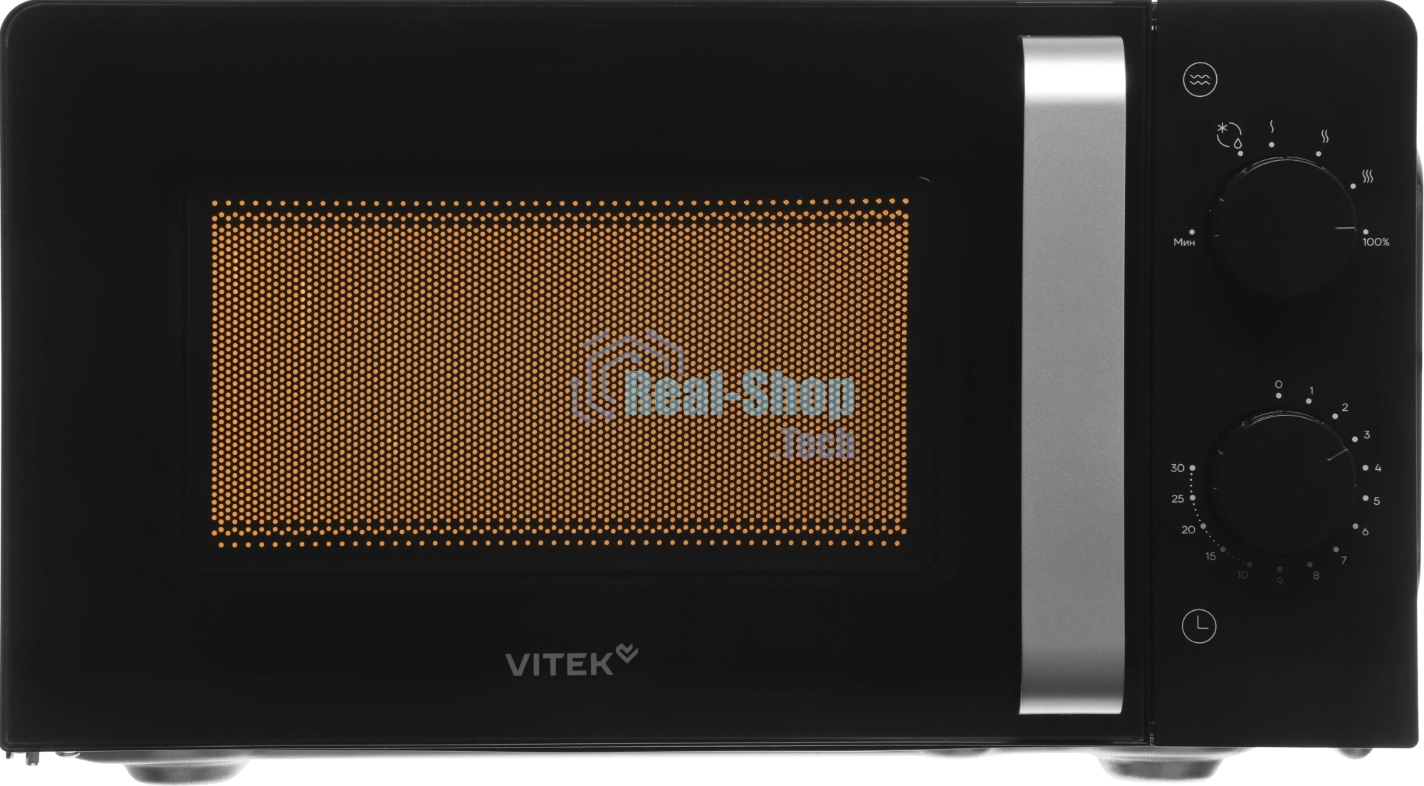 Микроволновая печь Vitek VT-MW1020 черный, 20 л, 700 Вт, переключатели — поворотный механизм