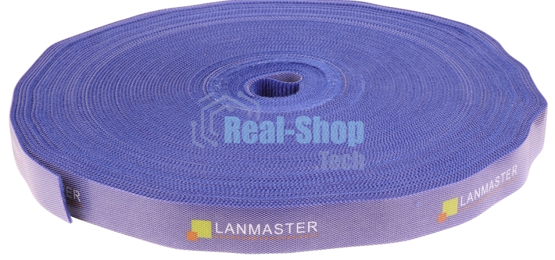Хомут-липучка LANMASTER шириной 20 мм, 30 м, синий