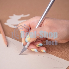 Нож с перовым лезвием 5 запасных лезвий (скальпель) Rexant