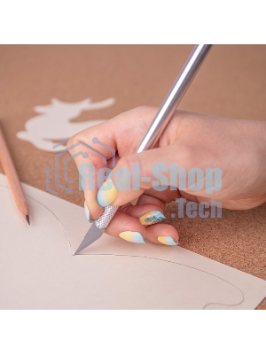 Нож с перовым лезвием 5 запасных лезвий (скальпель) Rexant