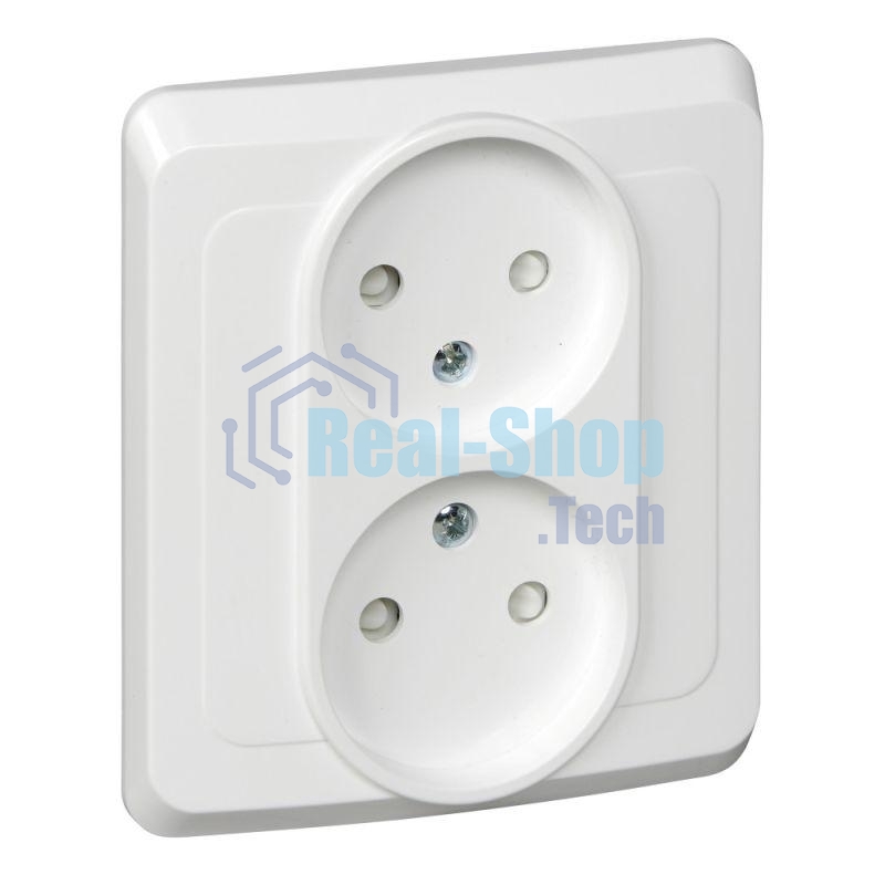 Розетка 2-м СП Этюд 16А IP20 защ. шторки без заземл. бел. SchE PC16-006B