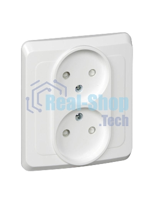 Розетка 2-м СП Этюд 16А IP20 защ. шторки без заземл. бел. SchE PC16-006B