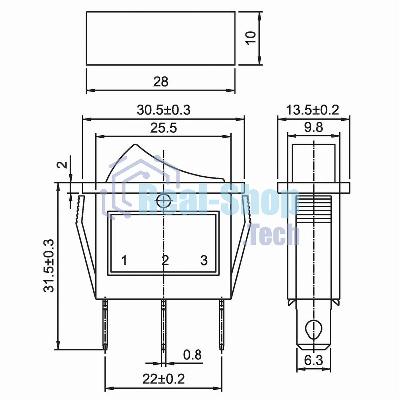 Выключатель клавишный Rexant 250V 15А (3с) ON-OFF зеленый с подсветкой