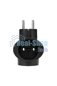 Тройник электрический Rexant универсальный 16 А одно гнездо с заземлением черный