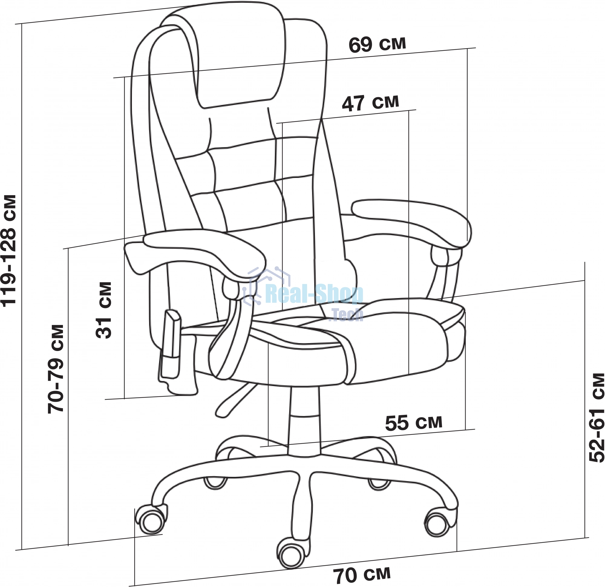 Кресло компьютерное Cactus CS-CHR-OC03M-BR темно-коричневый, эко.кожа, с подголовником