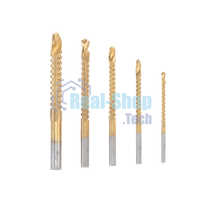 Набор cверл-фрез по металлу Kranz 3-4-5-6-8мм, HSS, ТИТАН, цилиндрический хвостовик, 5 шт.