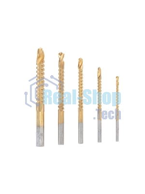 Набор cверл-фрез по металлу Kranz 3-4-5-6-8мм, HSS, ТИТАН, цилиндрический хвостовик, 5 шт.