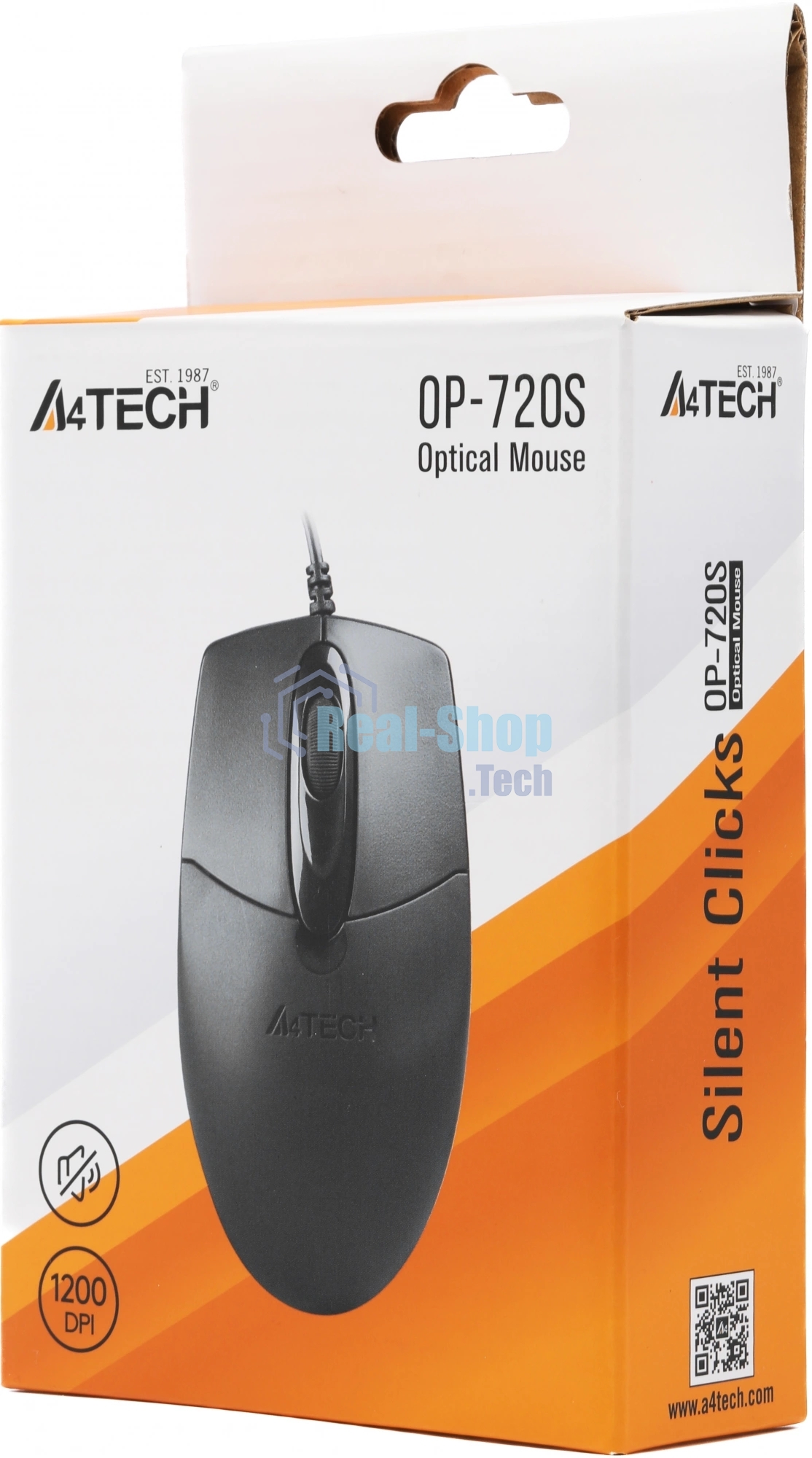 Мышь проводная A4Tech OP-720S черный, 1200 dpi, USB Type-A, кнопки - 3