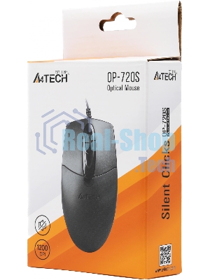 Мышь проводная A4Tech OP-720S черный, 1200 dpi, USB Type-A, кнопки - 3