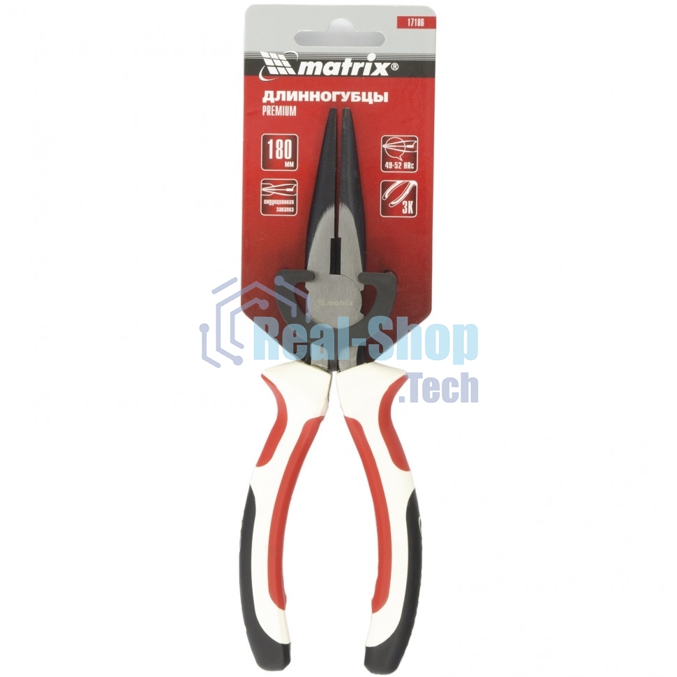 Длинногубцы Matrix Premium, 180 мм, прямые, трехкомпонентные рукоятки