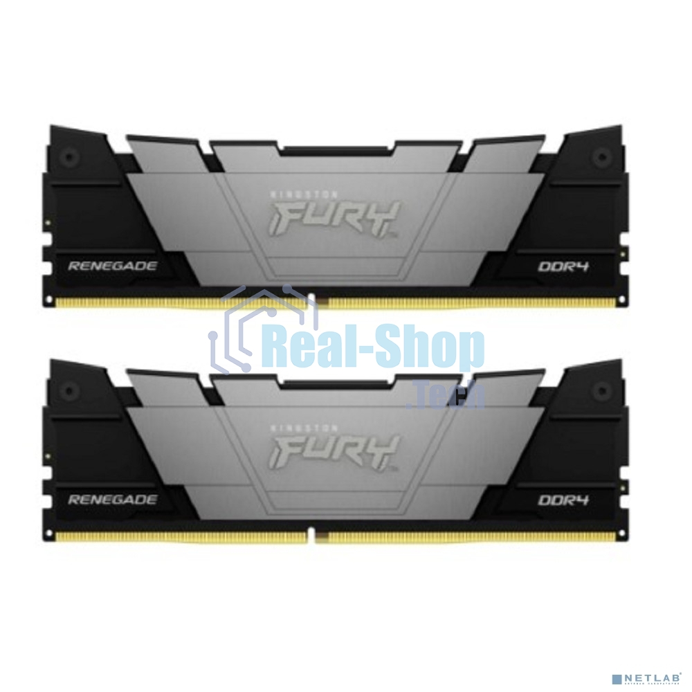 Оперативная память Kingston Fury Renegade, DDR4, 32GB (2x16GB), 3200MHz, CL16, DIMM, с радиаторами, серый/черный