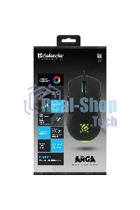 Мышь проводная Defender Arga GM-049 черный, 3600 dpi, USB, кнопки - 6