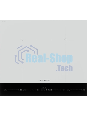 Варочная поверхность Kuppersberg ICI 622 W, индукция, High-Tech, прямой край, 9 уровней мощности, бустер, Stop and Go, Flexi-zone, автоматическое отключение, таймер, авто программы, индикатор остаточного тепла, сенсорное управление, цвет белый