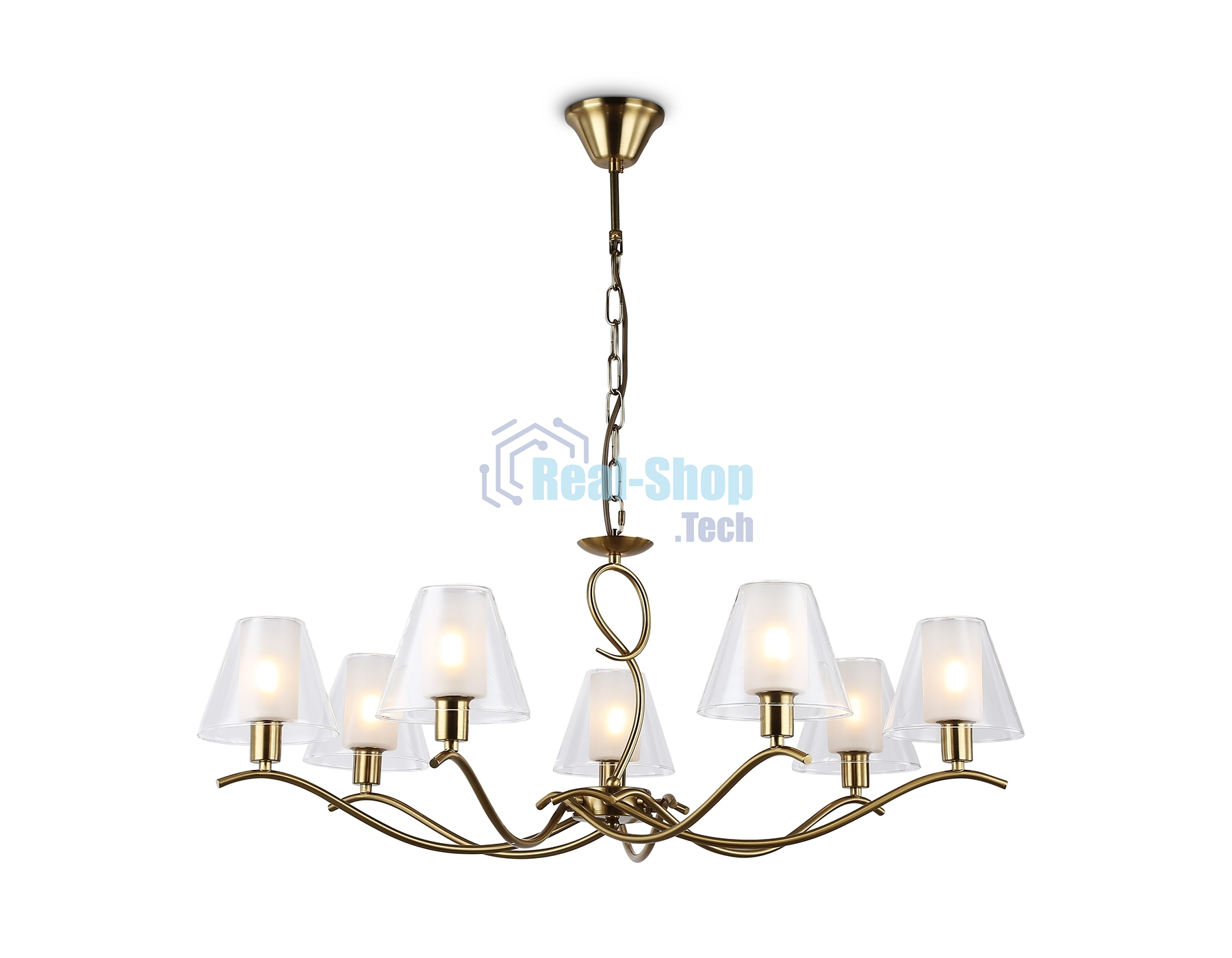 Люстра Ambrella light LH57093/7 BS/FR латунь/белый матовый E14/7 max 40W D840*790