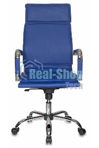 Кресло руководителя Бюрократ CH-993/blue синий, искусственная кожа, крестовина хромированная