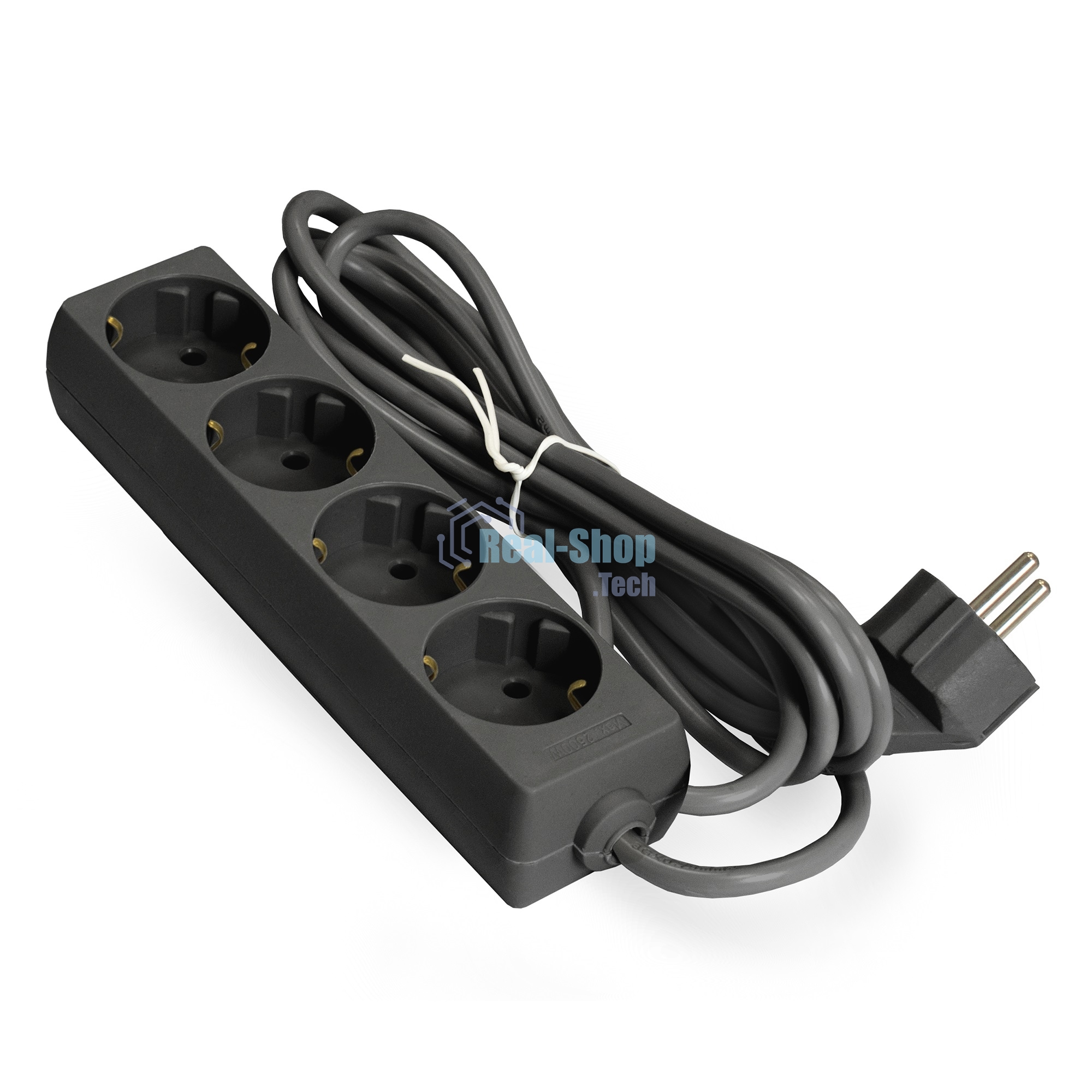 Удлинитель ExeGate ECE-4-1.8B (EX285810RUS), черный, 1.8 м, Евровилка с заземлением, 4 евророзетки с заземлением, 2200 Вт