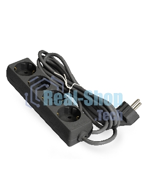 Удлинитель ExeGate ECE-4-1.8B (EX285810RUS), черный, 1.8 м, Евровилка с заземлением, 4 евророзетки с заземлением, 2200 Вт