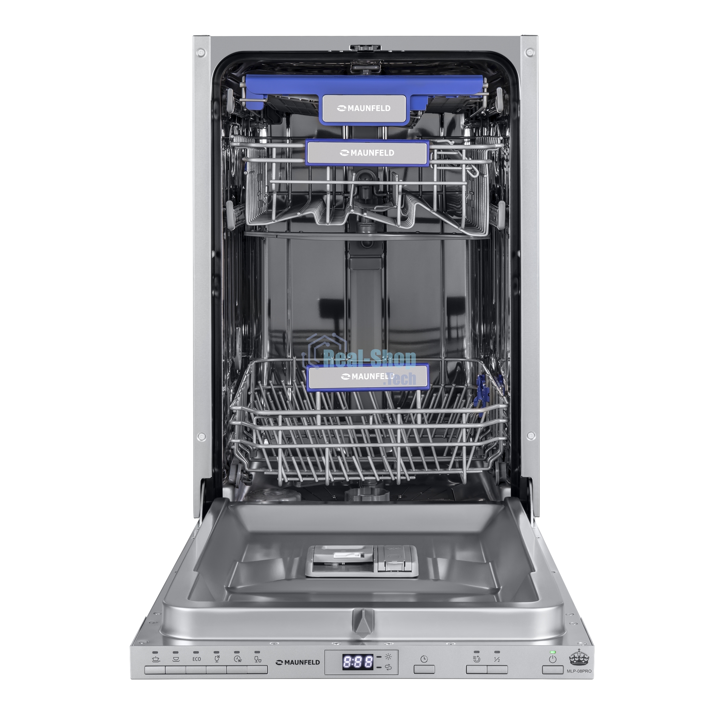 Встраиваемая посудомоечная машина Maunfeld MLP-08PRO, серебристый, 44.8 см, 10 компл., 47 дБ, класс A++