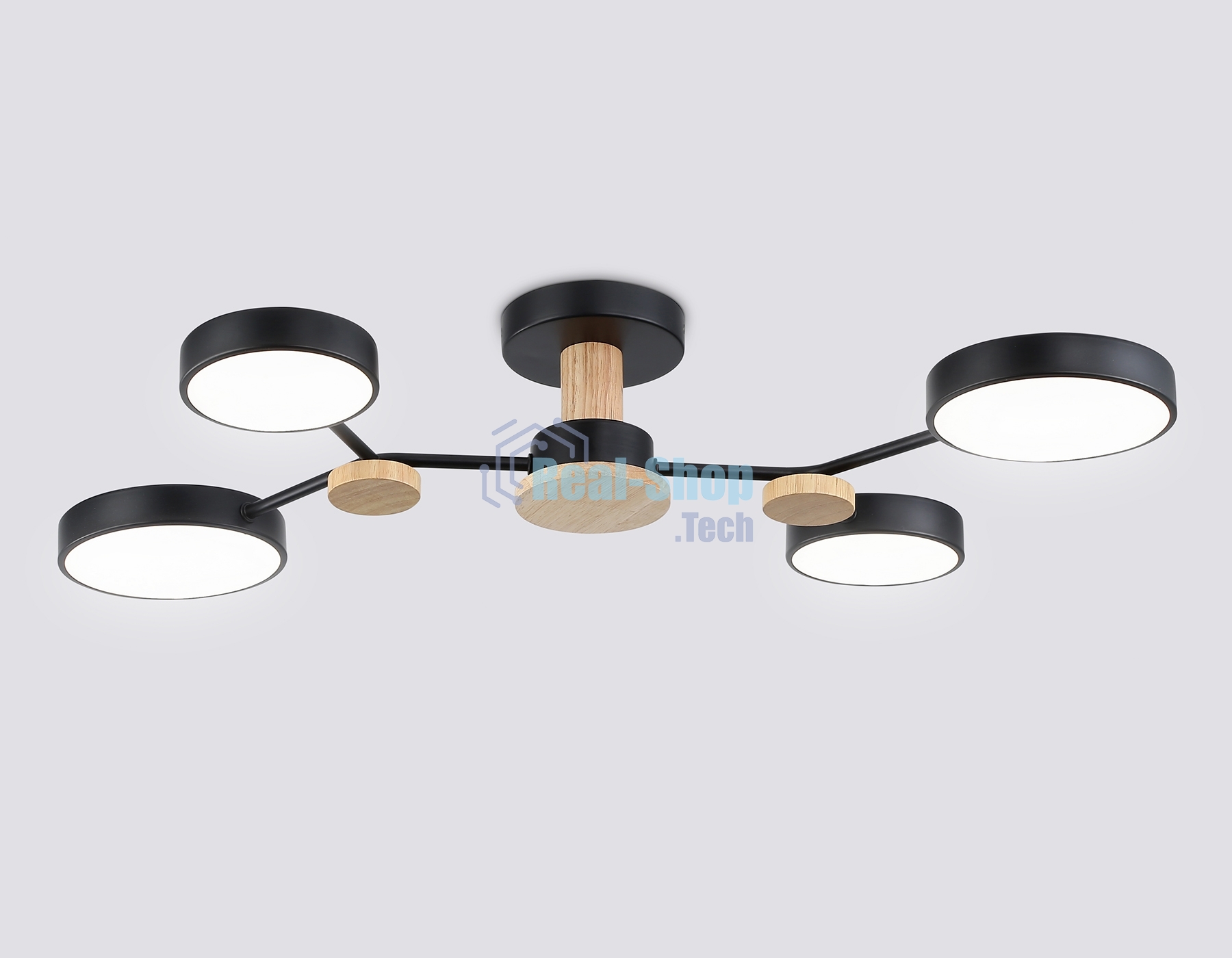 Светильник Ambrella light FL4860/4 BK/WD черный/дерево 60W 3000-6000K 700*400*120 (без ПДУ)