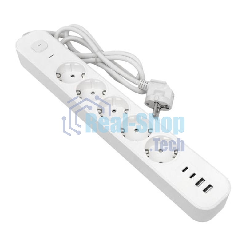 Удлинитель EKF UBA-LUX-515-TC 5х1.5 м IP20 2USB 2.4А+2type-C LUX 1.5 кв.мм
