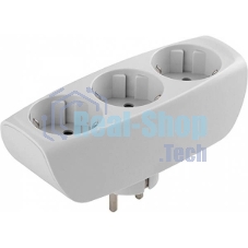 Тройник ЭРА SP-3e-W 3 гнезда, c заземлением, со шторками, белый