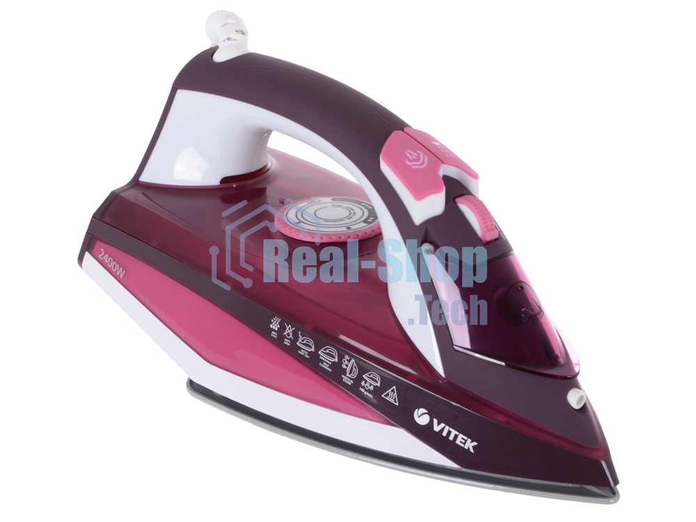 Утюг Vitek VT-1215 (PK) максимальная 2400 Вт.Подошва Ceramic Ultra Care.