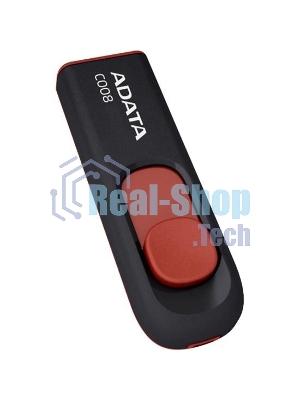 Флешка USB ADATA С008 (AC008-32G-RKD), 32Gb, USB 2.0, R/W 15/5, черный/красный