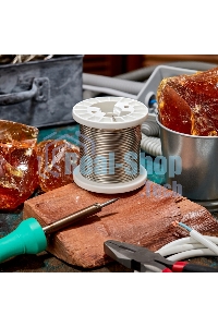 Припой ПОМ-3, 500г, Ø2мм, (олово 97%, медь 3%), бессвинцовый, ГОСТ 21931-76, катушка Rexant