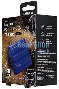Внешний SSD Samsung T7 Shield, 2TB, USB 3.2 Gen 2 Type-C, R/W 1050/1000, синий