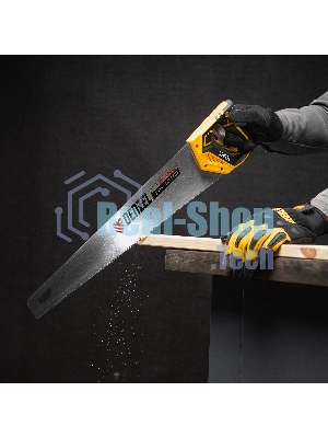 Ножовка по дереву Denzel 500 мм, 9 TPI, зуб 3D, двухкомпонентная рукоятка