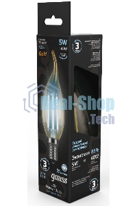 Лампа светодиодная Gauss Filament Свеча на ветру E14 5Вт 4100К Golden
