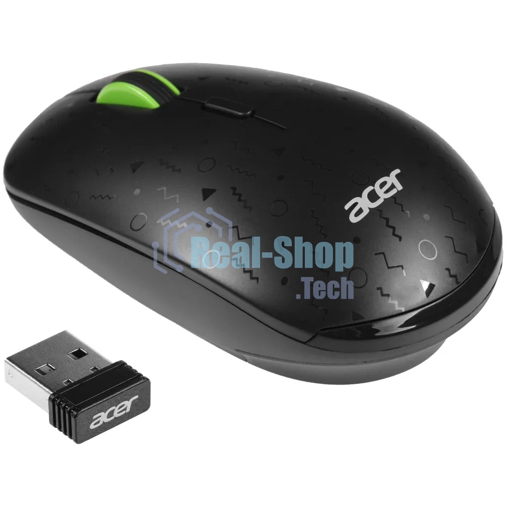 Мышь беспроводная Acer OMR307 черный, 1600 dpi, радиоканал, USB, кнопки - 4