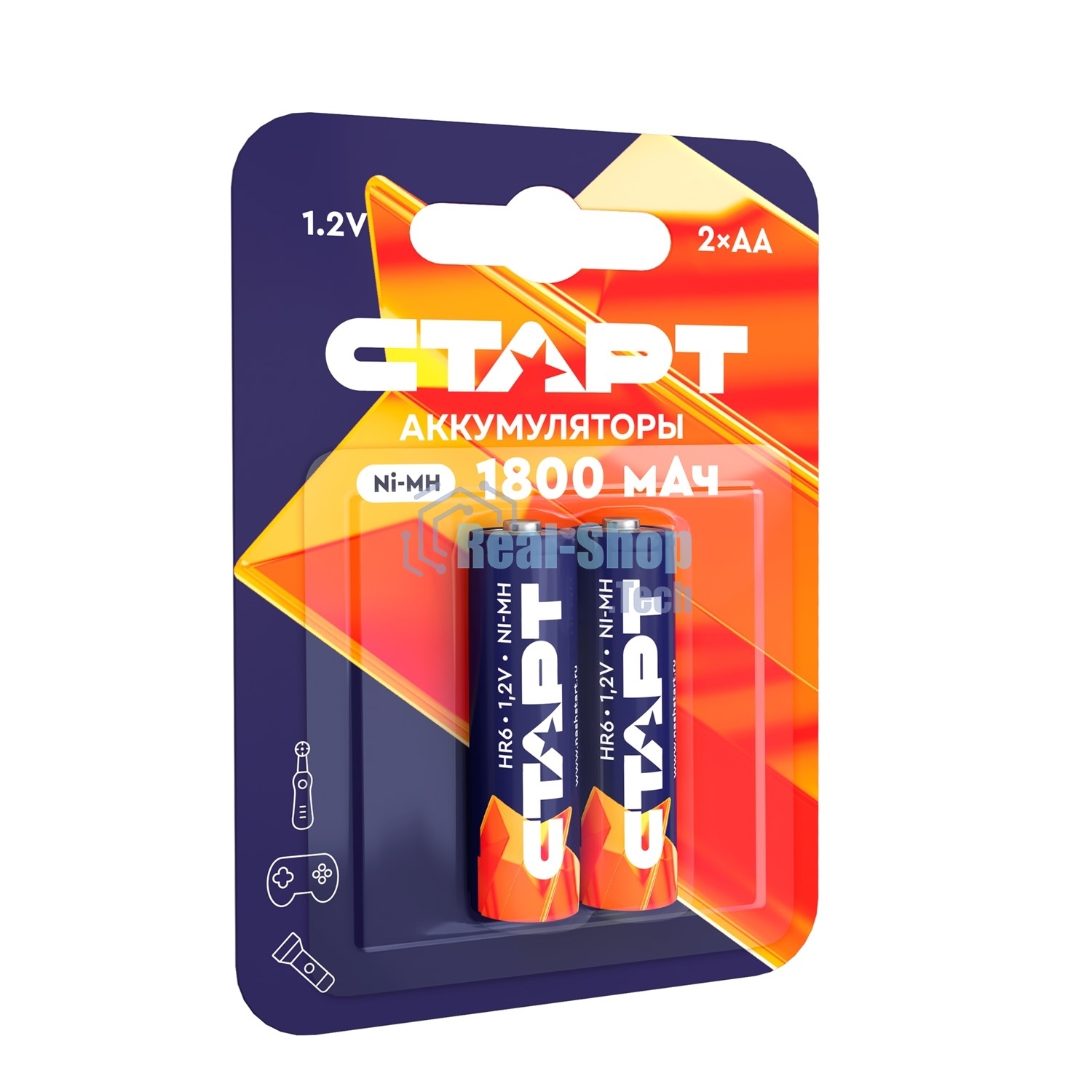 Аккумуляторы СТАРТ HR6 AA 1800mAh Ni-MH BL2 24/384, AA, 1800 мА·ч, 2 шт. в блистере