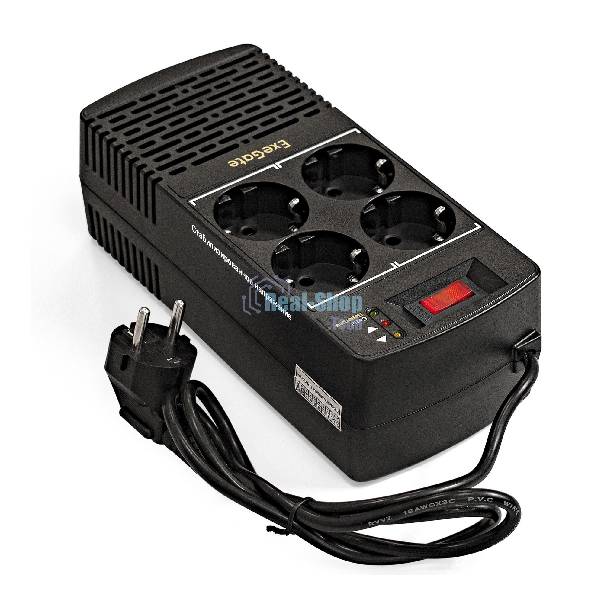 Стабилизатор ExeGate Power AD5000-1200 (1200VA/600W, диапазон 150...280В, 4 евророзетки)