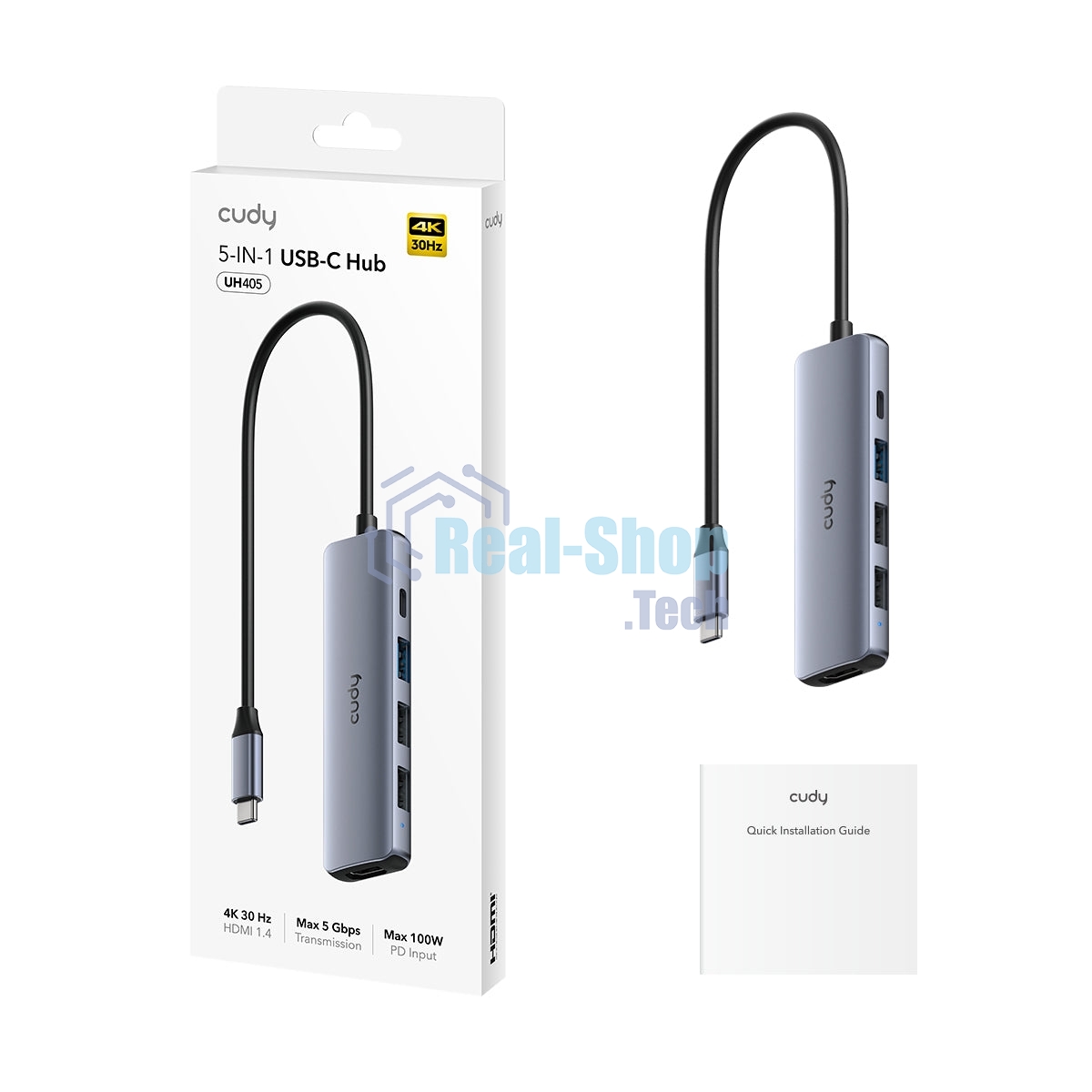 USB-концентратор CUDY 5-IN-1 USB-C Hub with 4K HDMI