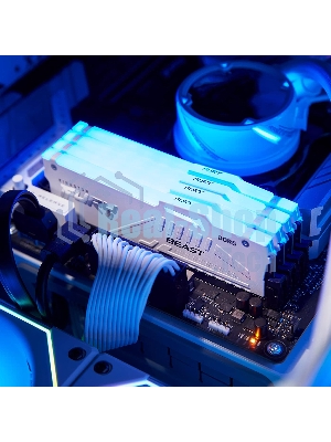 Оперативная память Kingston Fury Beast, DDR5, 32Gb (2x16GB), 5600MHz, CL36, DIMM, радиатор, RGB, белый