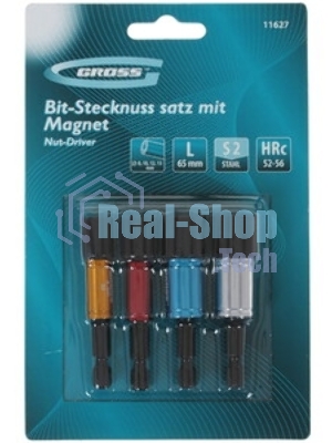 Набор головок Gross 11627 торцевых 8.10 12.13 мм магнит. nut-driver s2