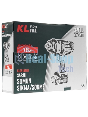 Профессиональный бесщеточный гайковерт аккумуляторный KLPRO KLSS18BHX-20 (18В, Li-ion-2шт, 2.0А·ч, 800Нм, 2 скорости, подсветка,З/У,в кейсе)
