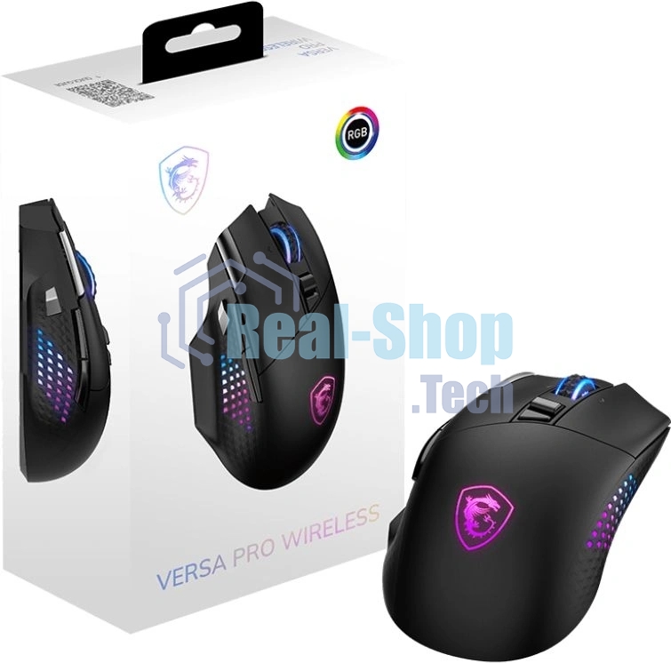 Мышь MSI VERSA PRO W черный оптическая 26000dpi беспров. BT/Radio USB (S12-4301340-CLA)