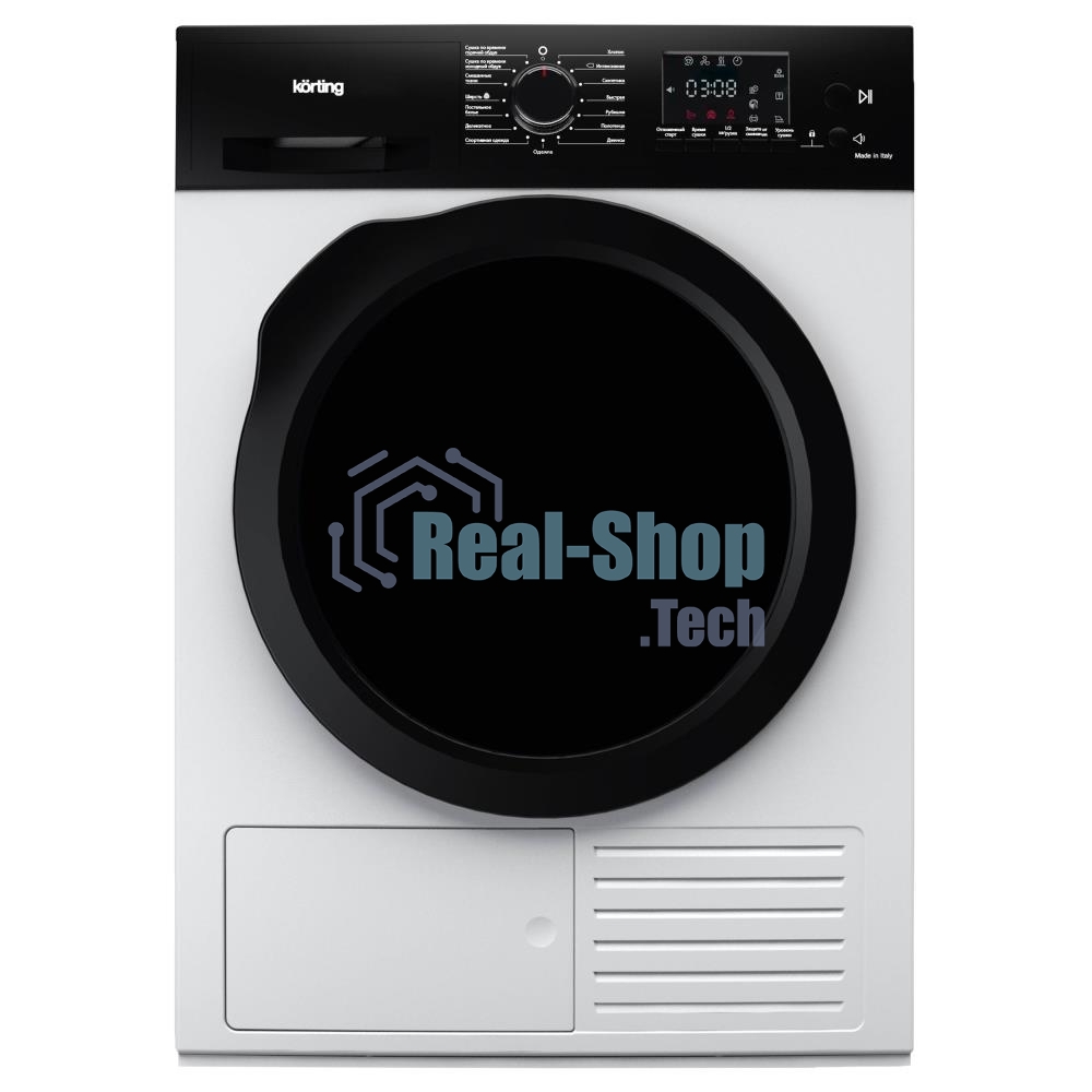 Сушильная машина Korting KD 69 IHP белый, 9 кг, сушка - тепловой насос, программ - 15, 59.6 x 85 x 64 см