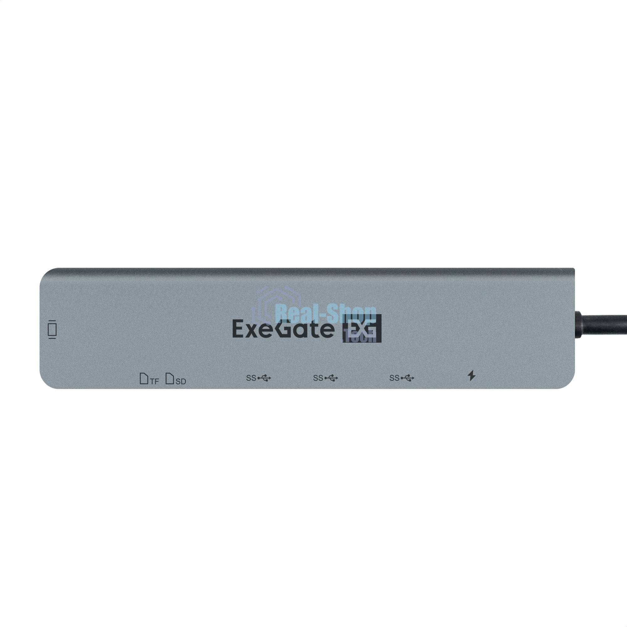 USB-концентратор ExeGate EX293983RUS DUB-21C/PD/CR/H (кабель-адаптер USB Type-C --> 2xUSB3.0 + Card Reader + PD 100W + HDMI 4K@60Hz, Plug&Play, серый)