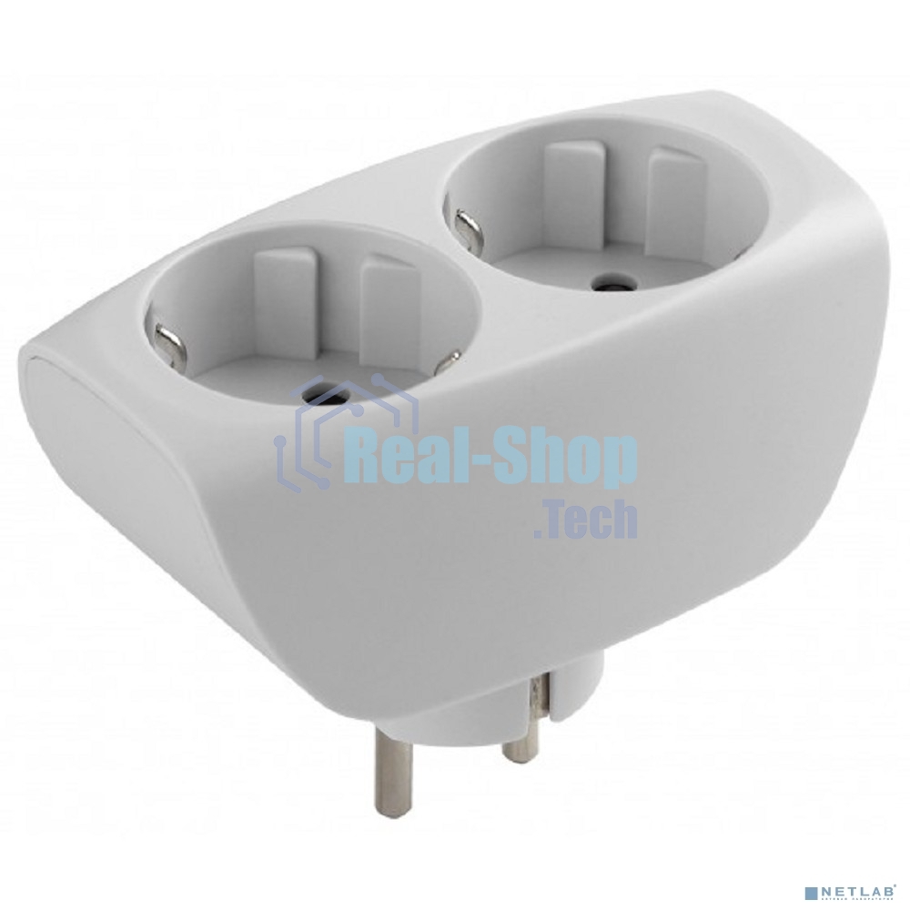 Тройник ЭРА SP-2e-W 2 гнезда, с заземлением, со шторками, белый
