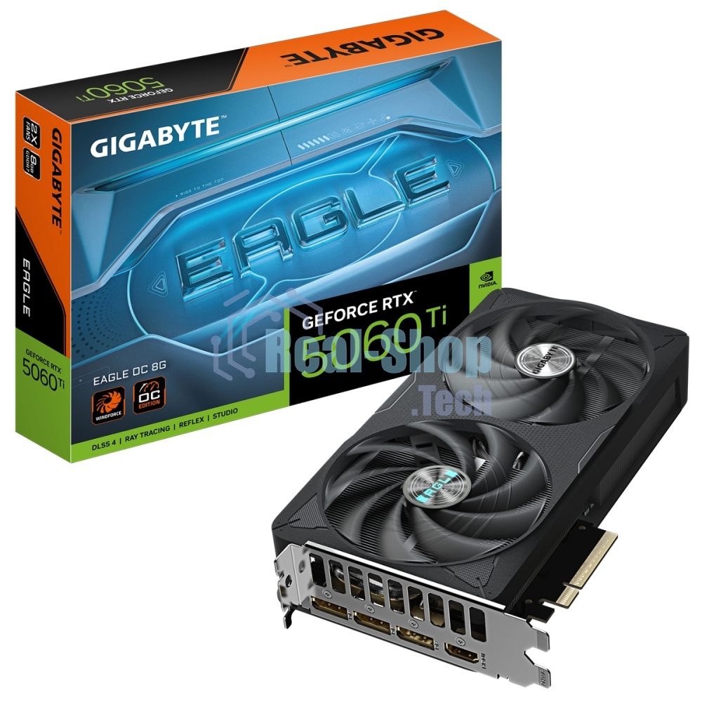 Видеокарта Gigabyte PCI-E 5.0 GV-N506TEAGLE OC-8GD 1.0 NVIDIA GeForce RTX 5060TI 8Gb 128bit GDDR7 2617/28000 HDMIx1 DPx3 HDCP Ret