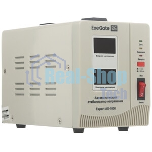 Стабилизатор напряжения ExeGate Master AV-1000 (1000ВА, 140-260В, цифр. индикация вход/вых. напряжения, 220В±8%, КПД 98%, 5 уровней защиты, задержка, метал.корпус, евророзетка, RTL)