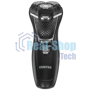 Электробритва Centek CT-2176 черный/хром ротор, 3 плавающие головки, аккумулятор + работа от сети, триммер