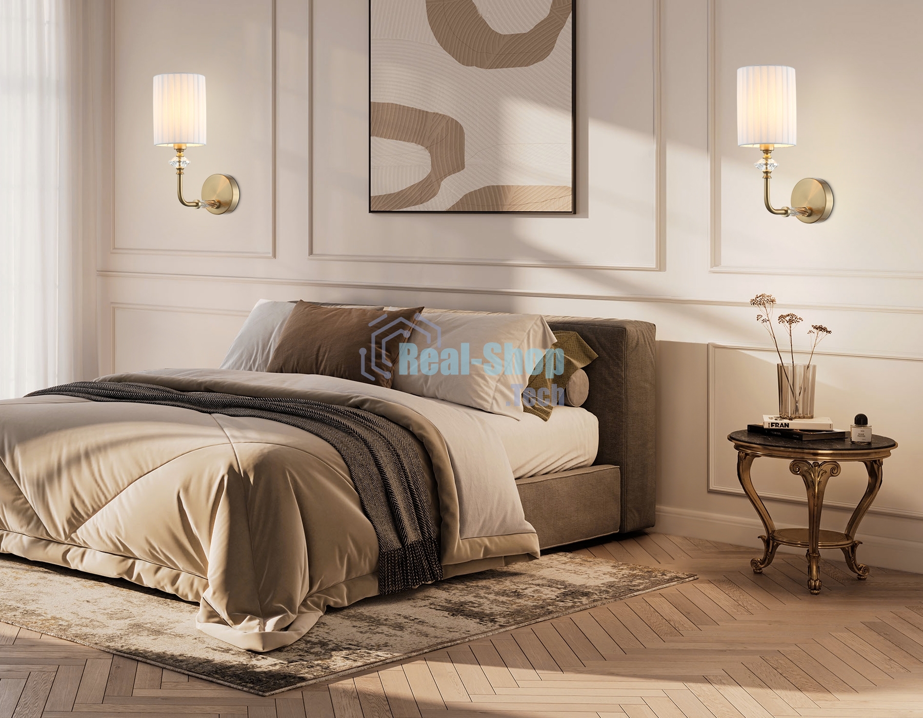 Настенный светильник Ambrella light LH71506 BS/FR латунь/белый матовый E14 max 40W 230*120*310