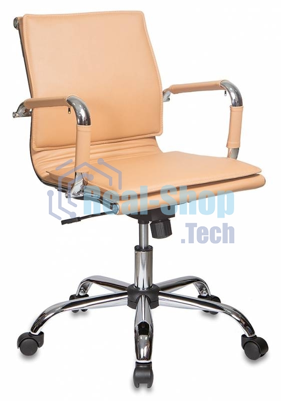 Кресло руководителя Бюрократ CH-993-Low/Camel светло-коричневый, низкая спинка, искусственная кожа, крестовина хромированная