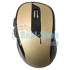 Мышь беспроводная Qumo Office Line M64 золотистый, 1600 dpi, радиоканал, USB, кнопки - 6